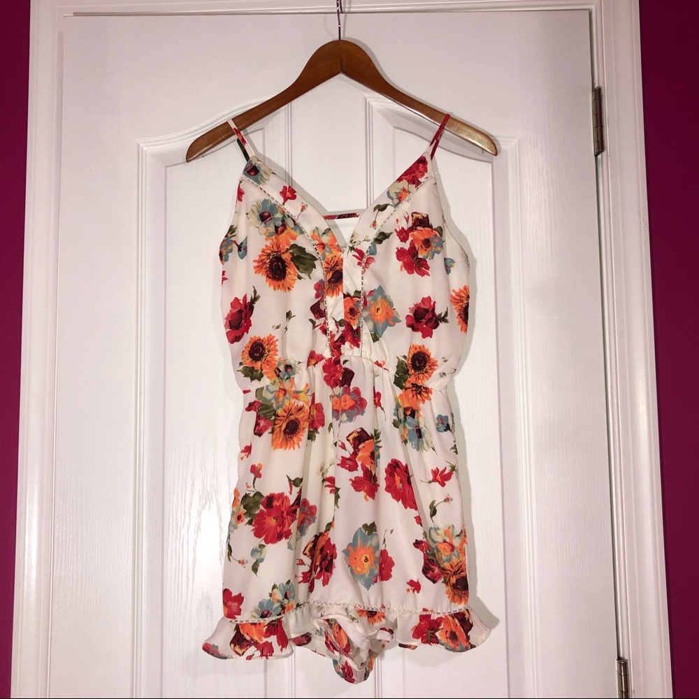 White Sienna Sky Floral Romper